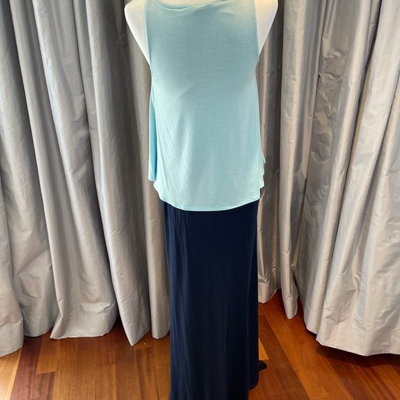 Michael Stars Maxi tiered dress navy/aqua Small - Picture 4 of 11